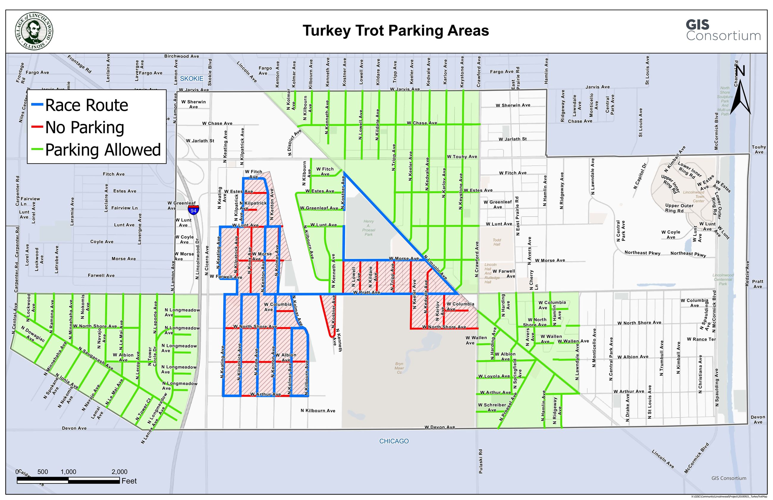 Turkey Trot Street Closure Map 